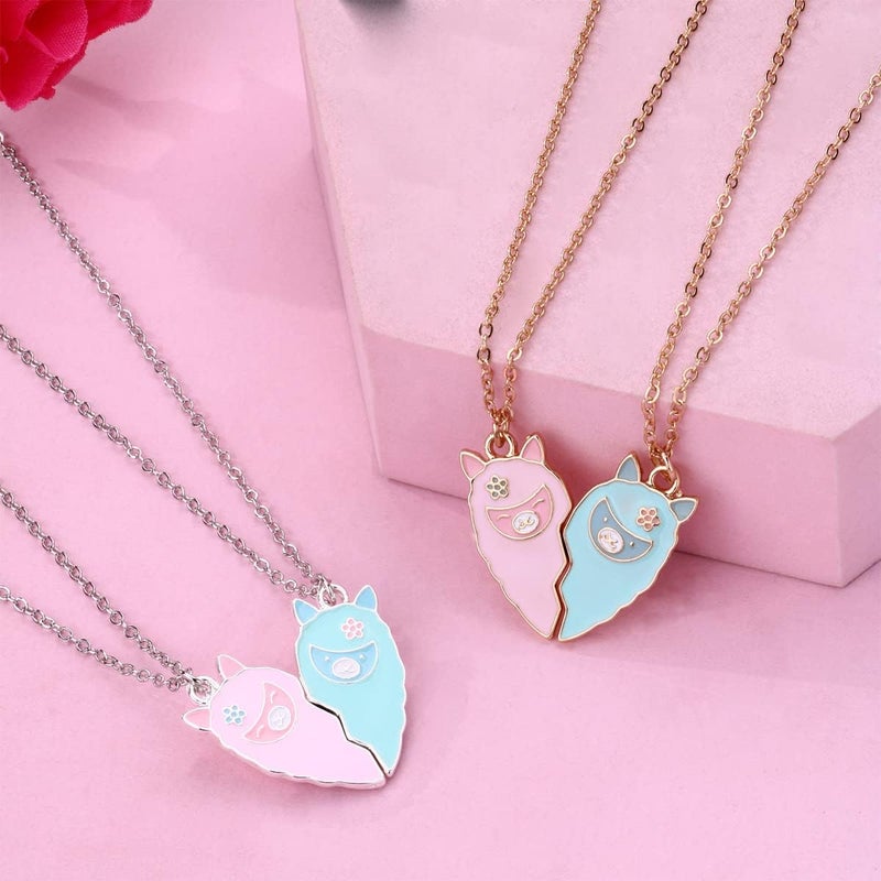 DOYYCA Best Friend Necklace for 2 Girls Magnetic Matching Friendship Necklace Half Heart Pendant BFF Necklaces for Sister - Image 4